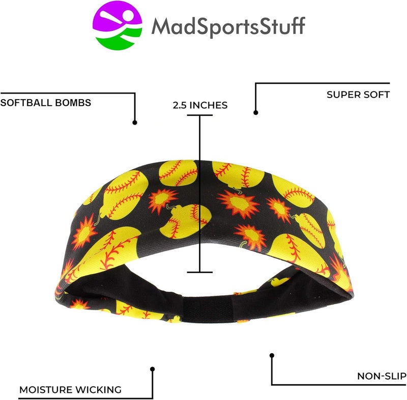 MadSportsStuff رباط رأس بومبر سوفتبول مع شعارات قنابل سوفتبول - Image 4