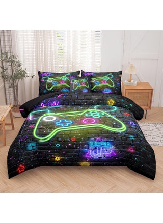 NINENINE Gaming Bedding Sets  6PCS Full Size Comforter Size for Boys Gaming Bedding Sets for Boys Bed in A Bag Gaming Comforter Sets(1Comforter 1Flat Sheet 1Fitted Sheet 1Cushion Cover 2Pillowcases) - pzsku/Z876F538D17A051D07BFCZ/45/1749668049/c7e819b1-6b04-4052-ae7f-15a56170ee4f