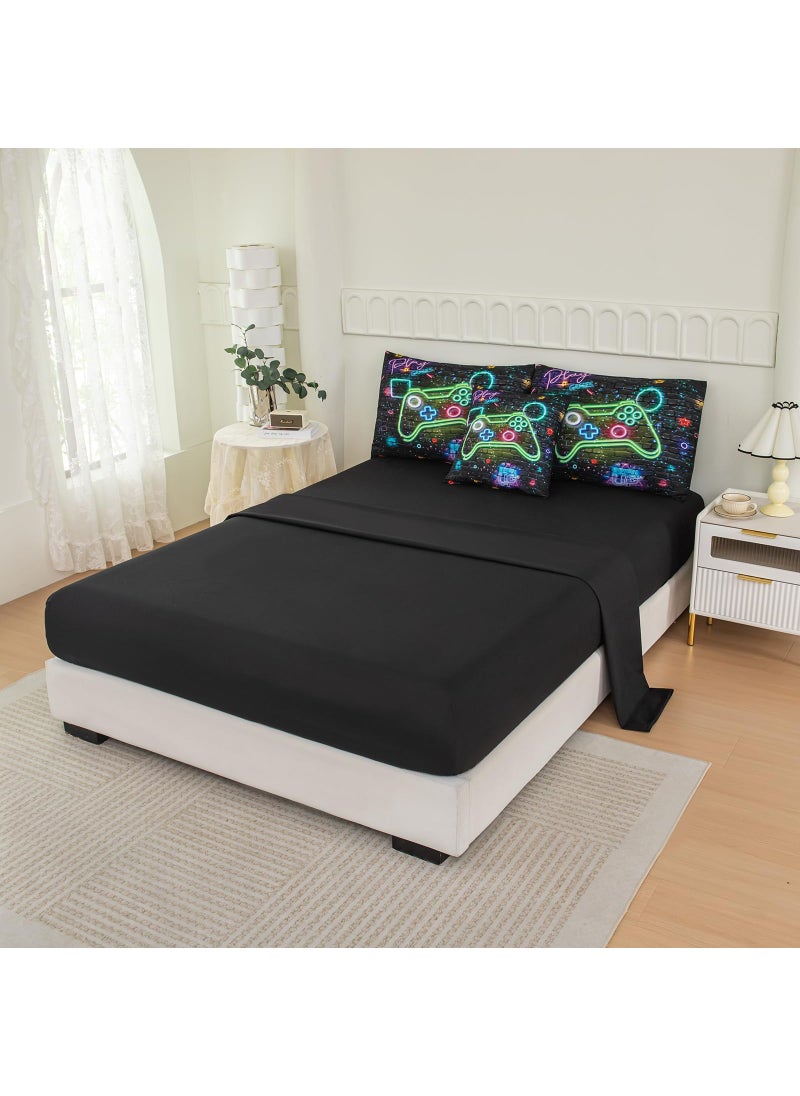 NINENINE NINENINE Gaming Bedding Sets  6PCS Full Size Comforter Size for Boys Gaming Bedding Sets for Boys Bed in A Bag Gaming Comforter Sets(1Comforter 1Flat Sheet 1Fitted Sheet 1Cushion Cover 2Pillowcases)  - Image 4