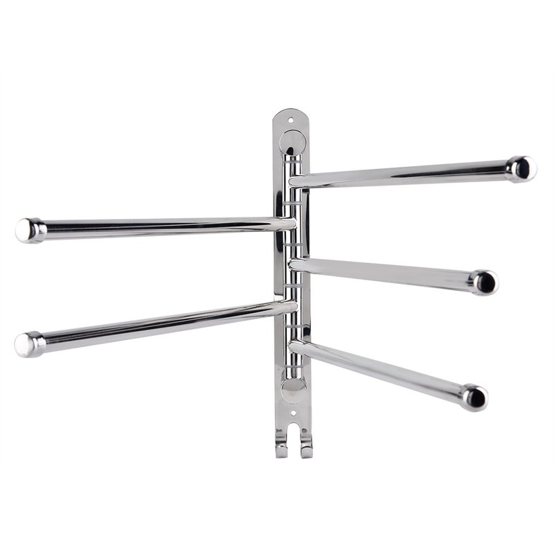 Stainless Steel Wall Mount Rotary Towel Rack Bathroom Towels Rail with Hook(Five Rods) - Image 5