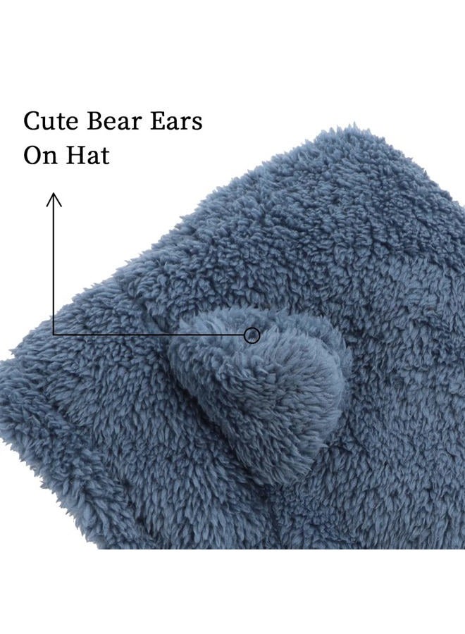 JANGANNSA Baby Girls Winter Hat Boys Warm Scarf Hat Kids Thick Earflap Hood Cap with Ear 6M-7T, Dodger Blue, 6-36 Months - Image 4