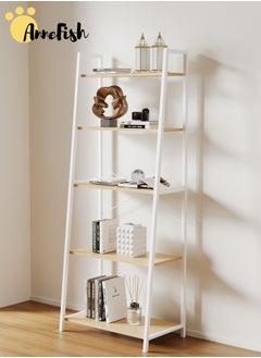 AnneFish 5 Tier Ladder Bookshelf Bookcase Storage Shelves Kitchen Bakers Rack Home Cabinet Cupboard Organizer Microwave Oven Stand For Living Room And Kitchen Easy Assembly  - Image 1