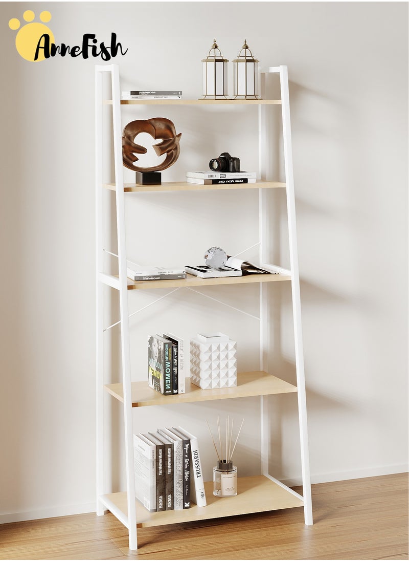 AnneFish 5 Tier Ladder Bookshelf Bookcase Storage Shelves Kitchen Bakers Rack Home Cabinet Cupboard Organizer Microwave Oven Stand For Living Room And Kitchen Easy Assembly  - Image 2