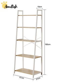 AnneFish 5 Tier Ladder Bookshelf Bookcase Storage Shelves Kitchen Bakers Rack Home Cabinet Cupboard Organizer Microwave Oven Stand For Living Room And Kitchen Easy Assembly  - Image 5