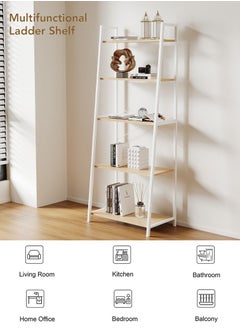 AnneFish 5 Tier Ladder Bookshelf Bookcase Storage Shelves Kitchen Bakers Rack Home Cabinet Cupboard Organizer Microwave Oven Stand For Living Room And Kitchen Easy Assembly  - Image 4