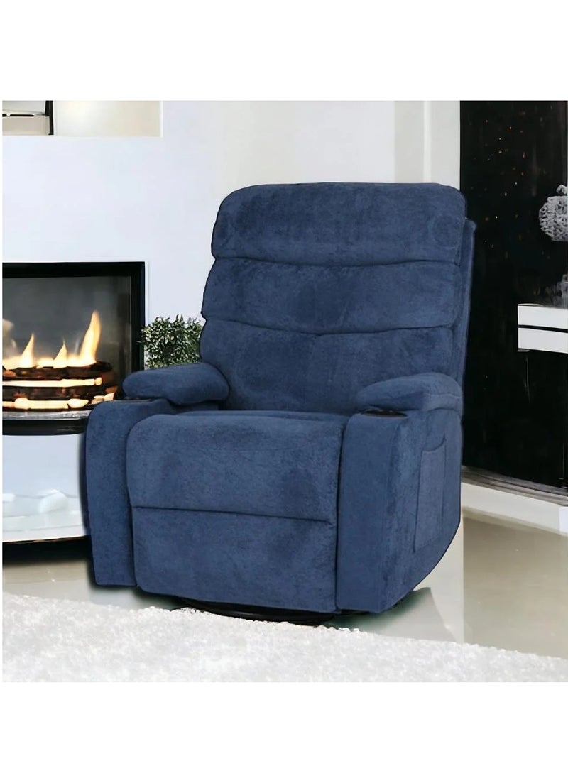Blue Rocking and Swivel Recliner Chair - Comfortable and Luxurious Design