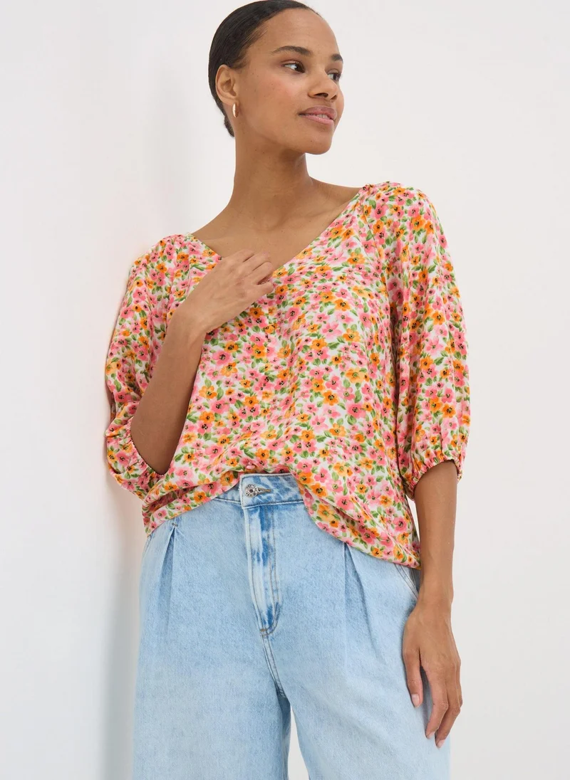 Matalan Pink Floral Tea Blouse