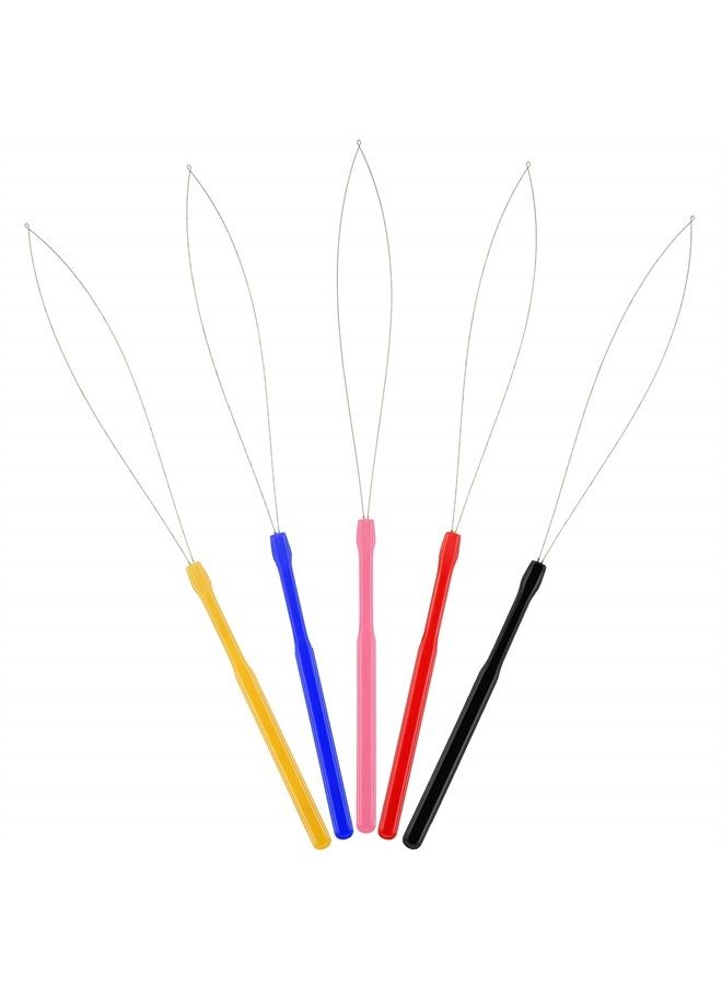 Chinco 10 Pack Wooden Hair Extension Loop Needle Threader Pulling Hook Tool and Bead Device Tool for Hair or Feather Extensions (Multicolored Loop Tools) - Image 5