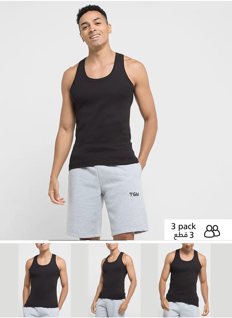 Seventy Five Basics Pack of 3 Ribbed Vest