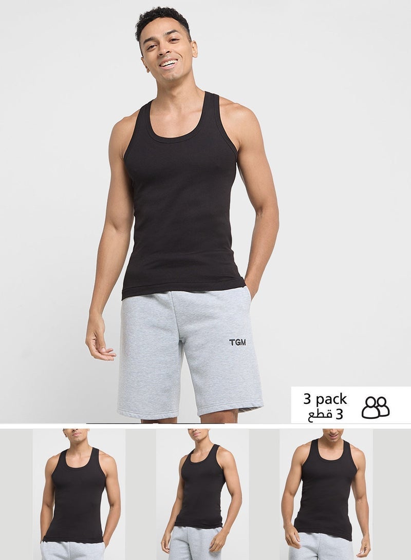 Seventy Five Basics Pack of 3 Ribbed Vest - Image 2