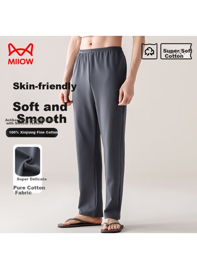 MIIOW Men's Antibacterial And Mite-proof Cotton Sleep Pants Long Pants Skin-friendly Breathable Casual Wearable Single Pants Deep Gray L - Image 1