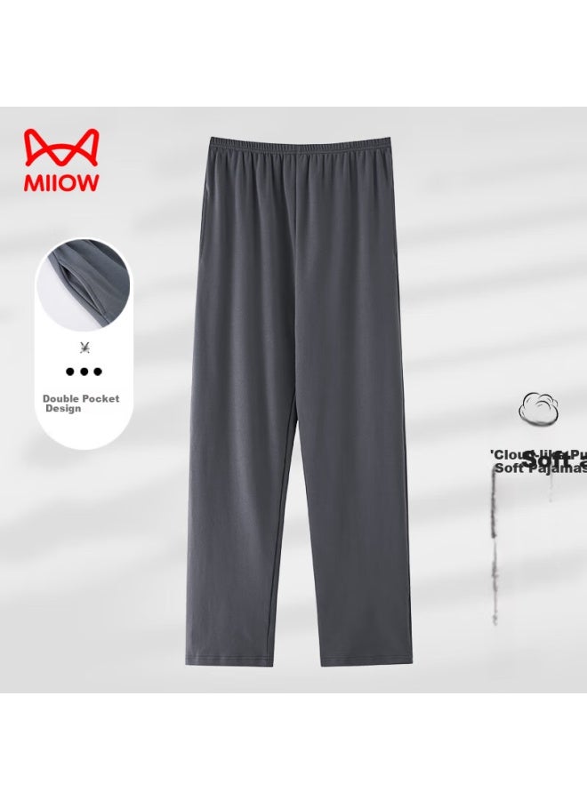 MIIOW Men's Antibacterial And Mite-proof Cotton Sleep Pants Long Pants Skin-friendly Breathable Casual Wearable Single Pants Deep Gray L - Image 3