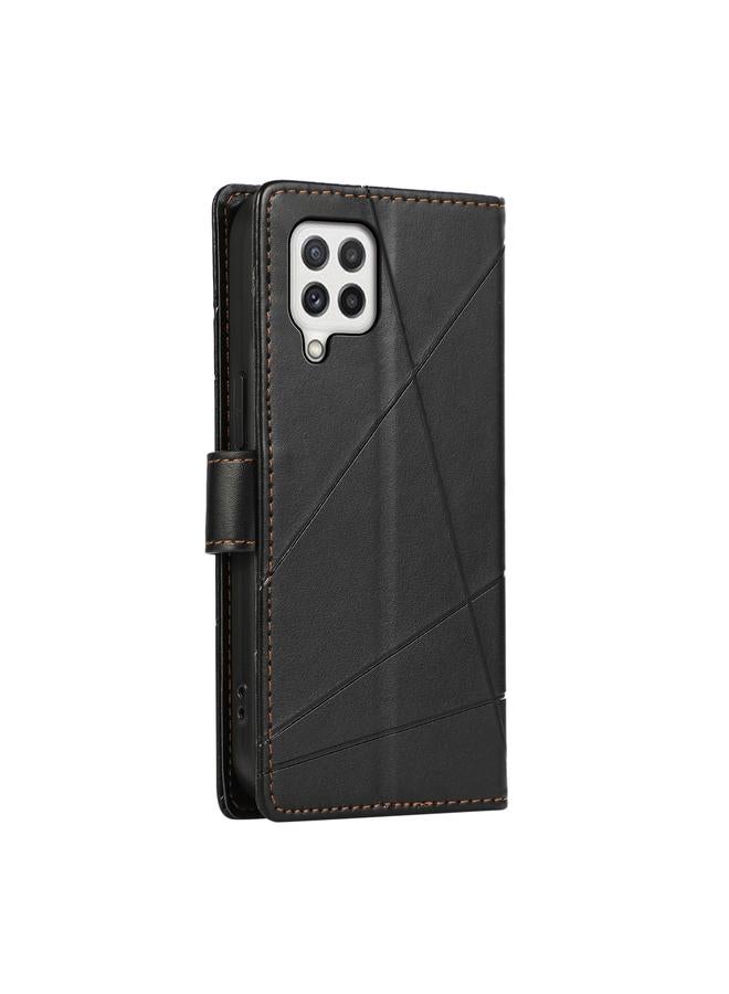 S-TOP Case For Samsung Galaxy A22 4G PU Genuine Leather Texture Embossed Line Phone Case - Image 3