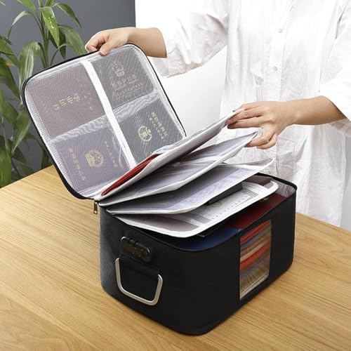 Handcuffs File Box Fireproof Document Storage Organizer with Lock & Tab Inserts, Portable Home Office File Cabinet with Handle for Hanging Letter/Legal Folder (Black) - Image 2