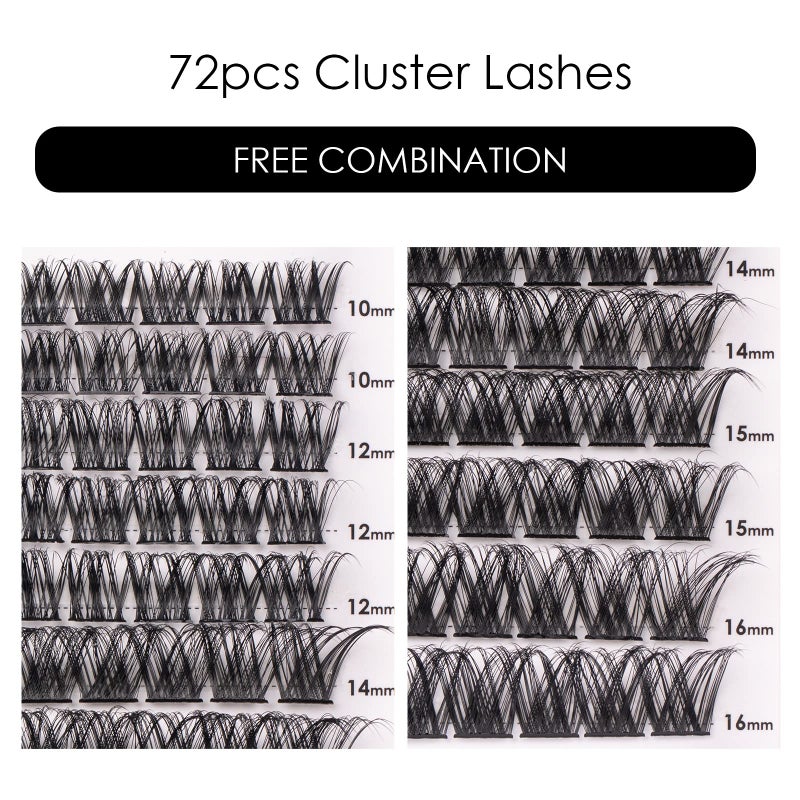 Magnetic SL Cluster Lashes 72 Individual Lashes Clusters Eyelash Extensions False Eyelashes DIY Lash Extension Kit Reusable False Eyelashes Natural Look Mix 10-16mm-DM01 - Image 2