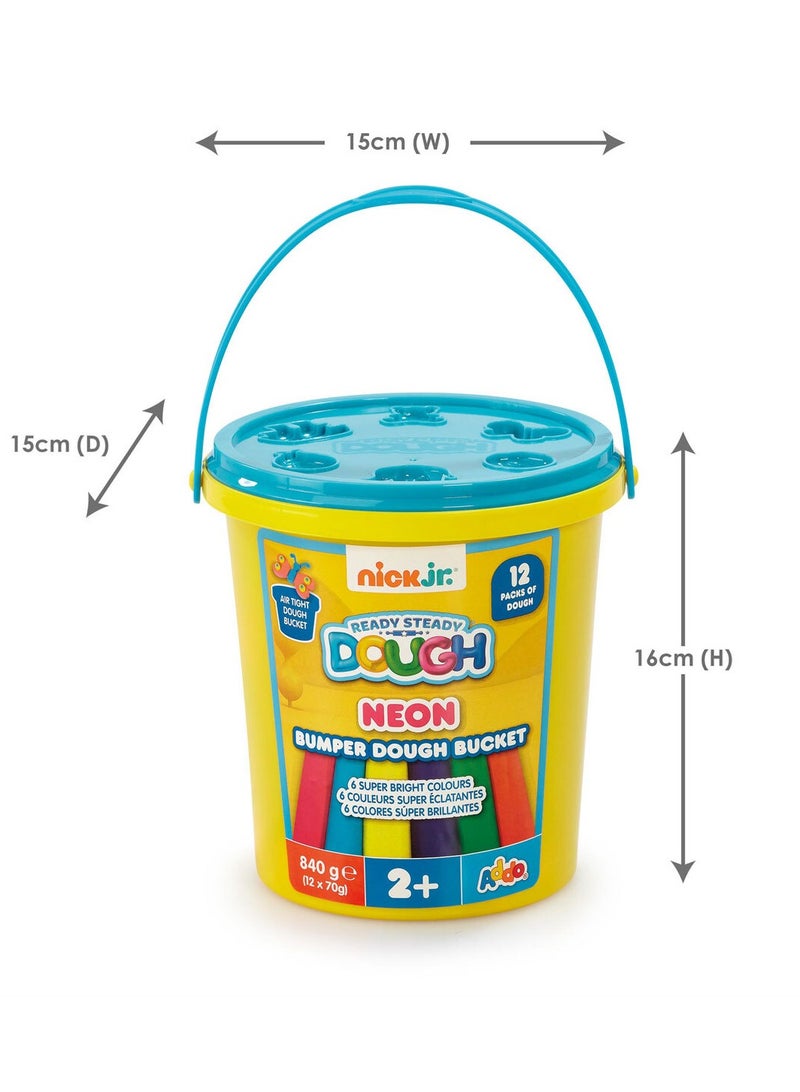ADDO Addo Nick Junior Neon Bumper Dough Bucket 840g | Play Dough | Creative Fun Ideas | Develops Sensory Skills | Entertaining Toy | Stress Relief Toys for Kids  - Image 3