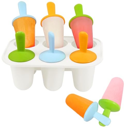 Miaowoof Silicone Popsicles Molds for Toddlers, 6-Cavity Non-BPA Premium Silicone Small Popsicle Molds, Ice Pop Mold with 6 Colorful Reusable Sticks for Kids (White) - Image 1