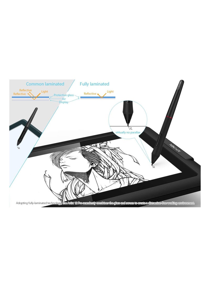 XP-PEN Artist 12 Pro 11.6" Full-Laminated Drawing Monitor with Tilt Function, Battery-Free Stylus, 8 Shortcut Keys, 8192 Pressure Levels, and 72% NTSC Color Gamut - Image 4