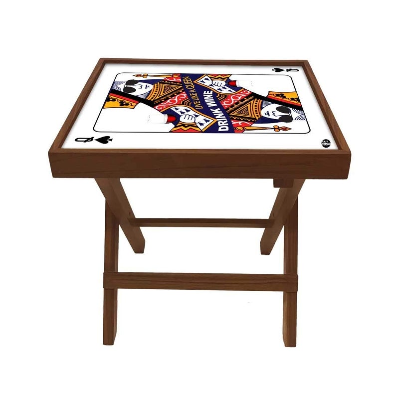 Nutcase Designer Teak Wood Side Table Folding Wooden Bedside Coffee Outdoor Picnic Table Playing Card Queen