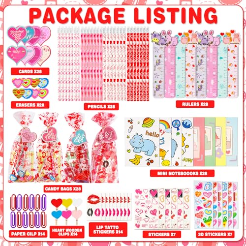 Thuodo 28 Pack Valentines Day Stationery Set for Kids Valentines Day Gift Card School Classroom Exchange Gifts Party Favors Supplies - Image 5