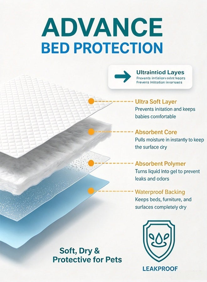 Pet Training Pads, Super Absorbent & Leak-Proof Puppy Pee Pads with Quick-Dry Surface & Odor Control, 6-Layer SAP Polymer Disposable Dog Mats for Potty Training, Indoor, Travel & Outdoor - Image 5