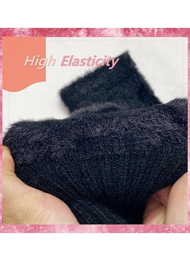 Happy D Fingerless Hand Warmers Gloves, 2 Pieces Soft Cashmere Warm Winter Gloves Black - Image 2