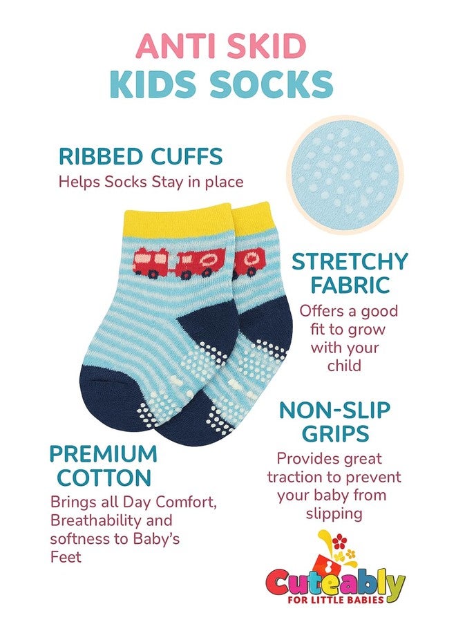 CUTEABLY Baby Boy Anti-Skid Socks, Pack of 3 Pairs (IN, Age, 18 Months, 24 Months, Pack of 3) - Image 3