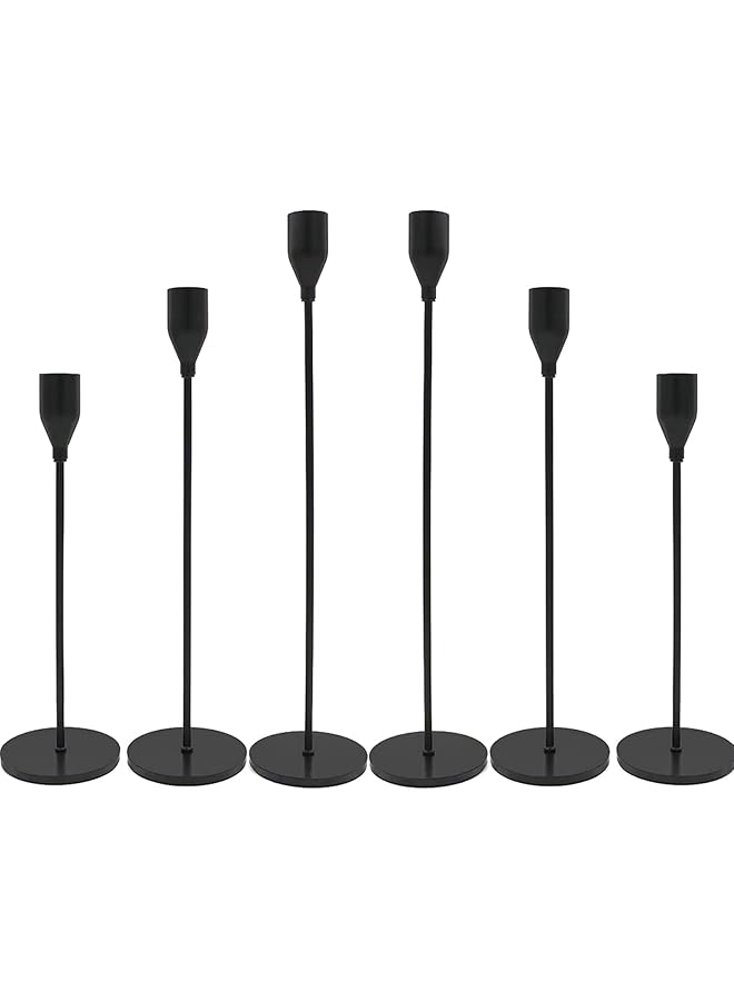 The Bros 6Pcs Matte Black Candle Holders for 3/4" Taper Candles&Led - Metal Candle Stands for Kitchen Table, Decorative Fitting - Perfect for Wedding, Dinning, Party, Church - Image 1