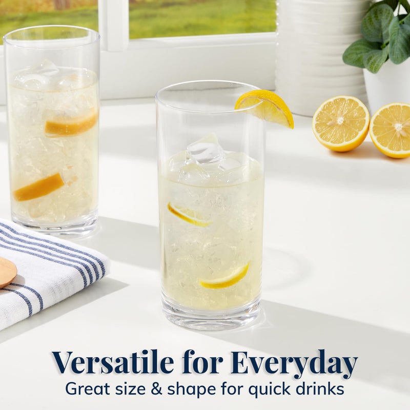 US Acrylic Classic Clear Plastic Reusable Drinking Glasses (Set of 6) 16oz Water Cups | BPA-Free Tumblers, Made in USA | Top-Rack Dishwasher Safe - Image 3