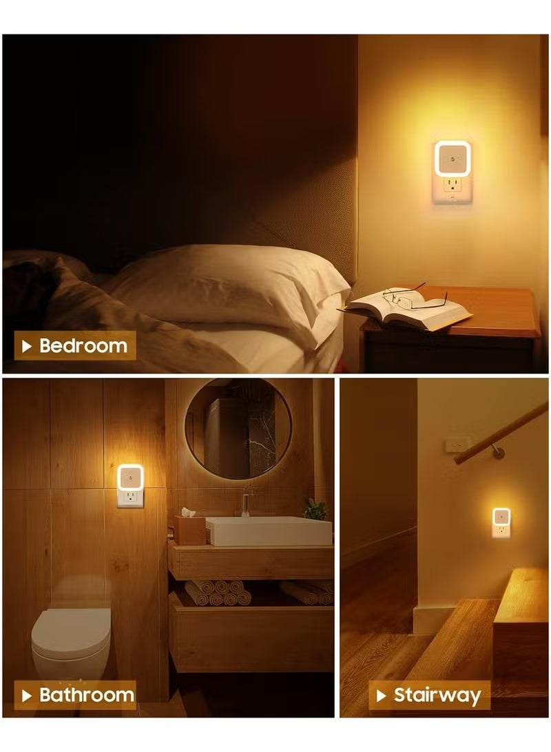 كيو زد مجموعة من 4 مصابيح ليلية، مصابيح LED ليلية قابلة للتوصيل من الغسق إلى الفجر لغرفة نوم الأطفال والحمام والممر بتوهج دافئ - Image 2