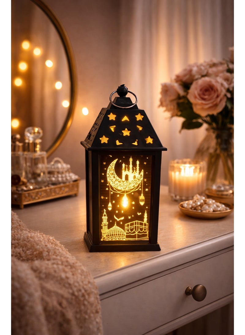 مجموعة 3 فانوس رمضان صغير مضيء LED – ديكور منزلي – بطارية – حجم ميني – موديل 3097 - Image 4