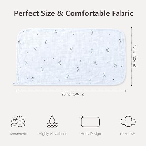 Susurration Muslin Burp Cloths, Soft Baby Burping Cloths for Unisex Boys and Girls, Newborn Essentials Large Extra Absorbent Washcloths, 20x10in, 6 Pack - Image 2