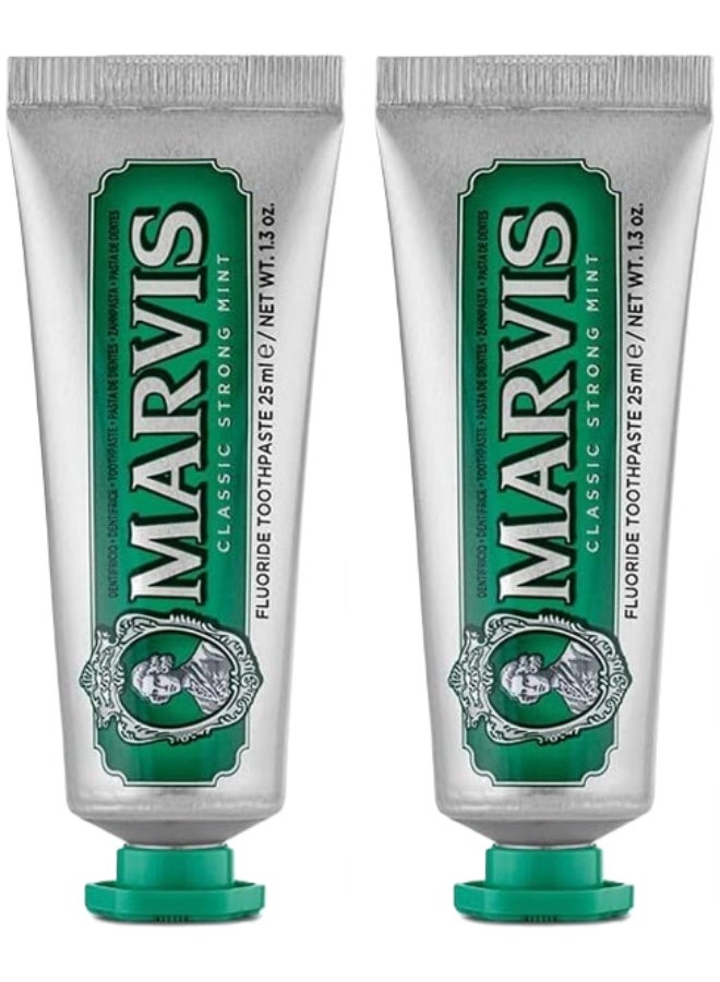Marvis Classic Strong Mint Toothpaste 25ml – 2 pc for Fresh Breath & Clean Teeth - Image 2