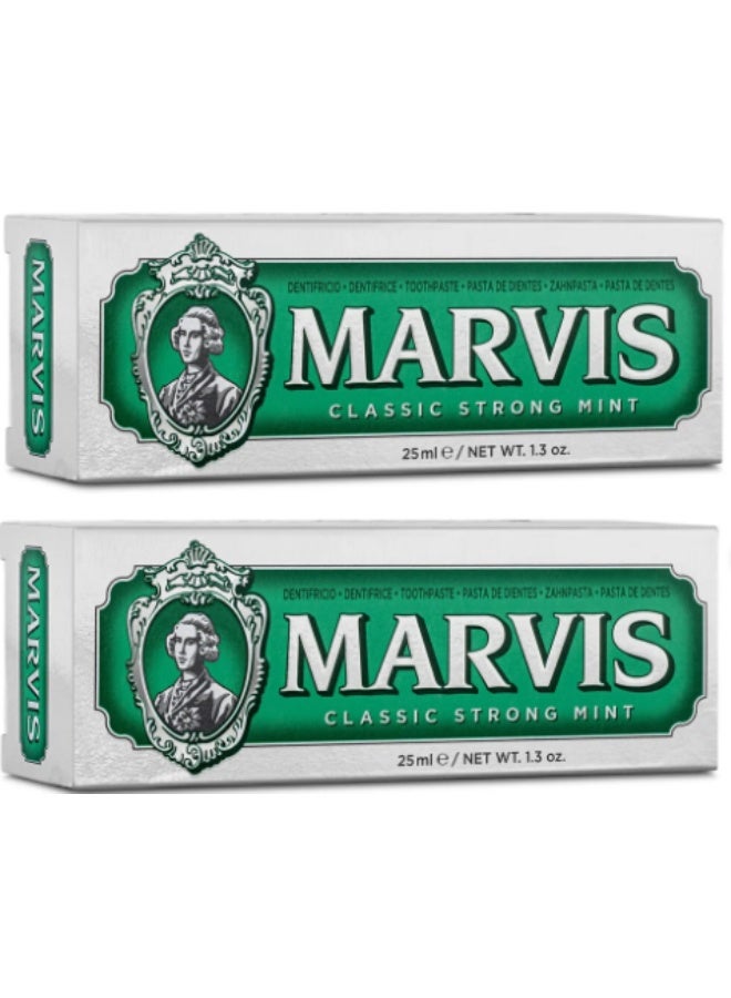 Marvis Classic Strong Mint Toothpaste 25ml – 2 pc for Fresh Breath & Clean Teeth - Image 1