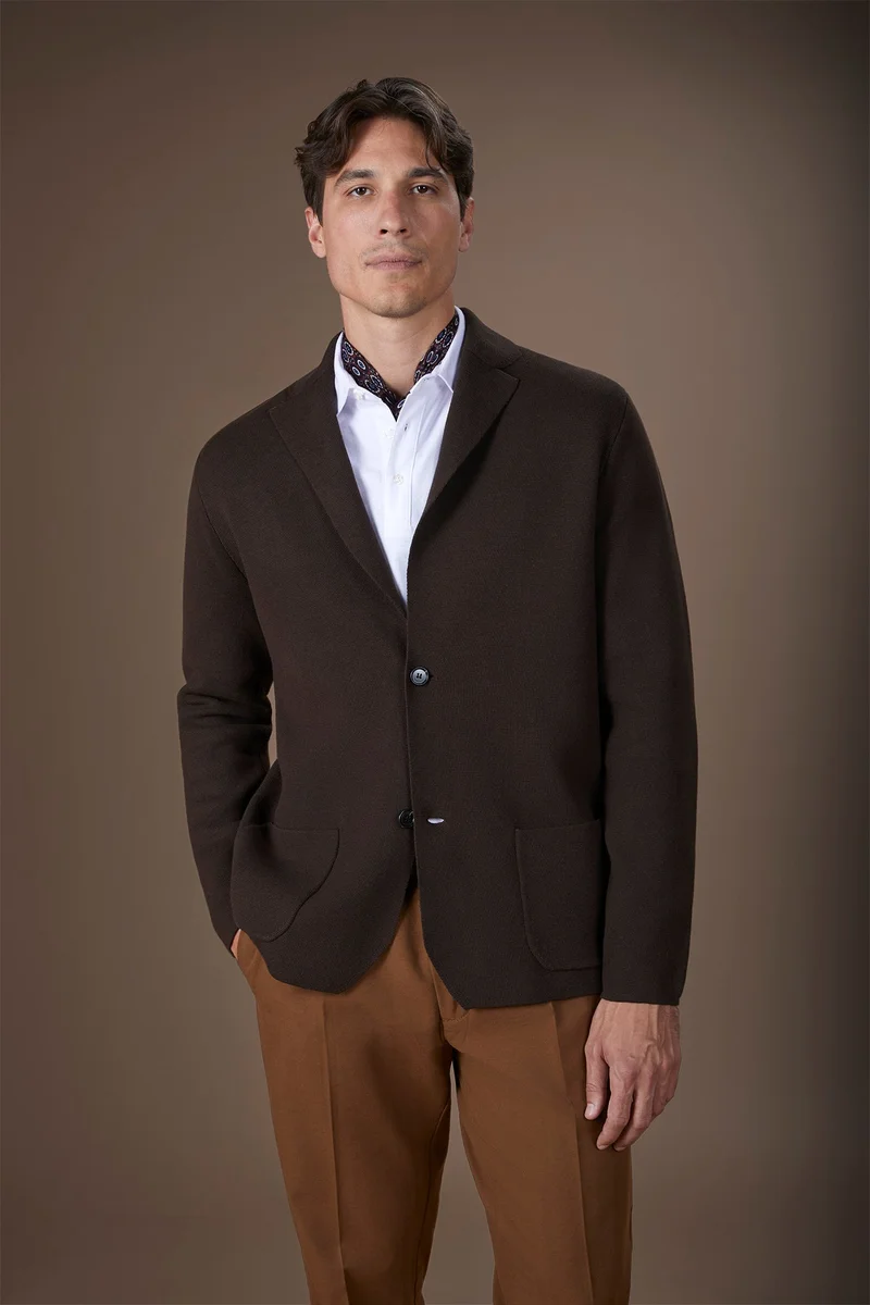 دوبل غانغر Men's single-breasted cardigan - Brown