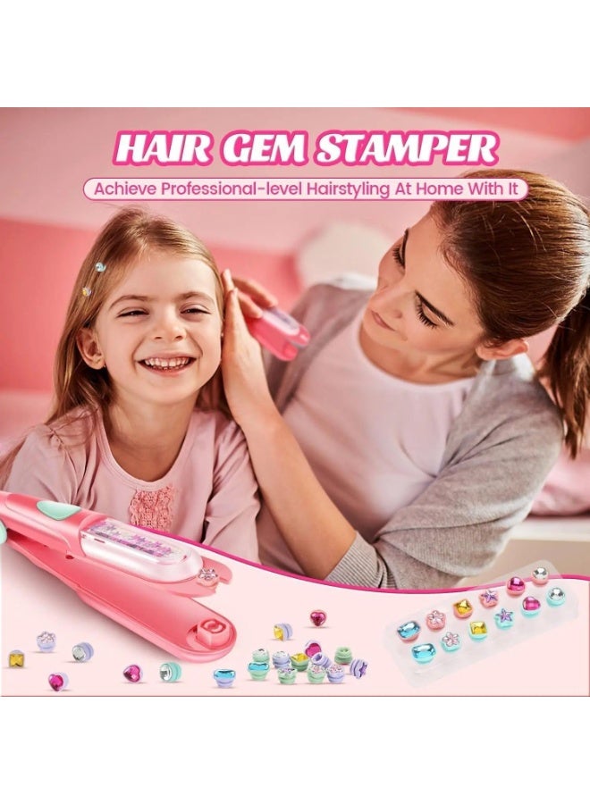 Hair Gem Stamper Kit, Bling Hair Jewels for Girls Toys, Hair Styling Tool with Reusable Shining Diamonds | Kids' Play Hair Accessories | Fun Birthday Gift for Toddlers & Girls Age 34 5 6 8-12 - Image 2