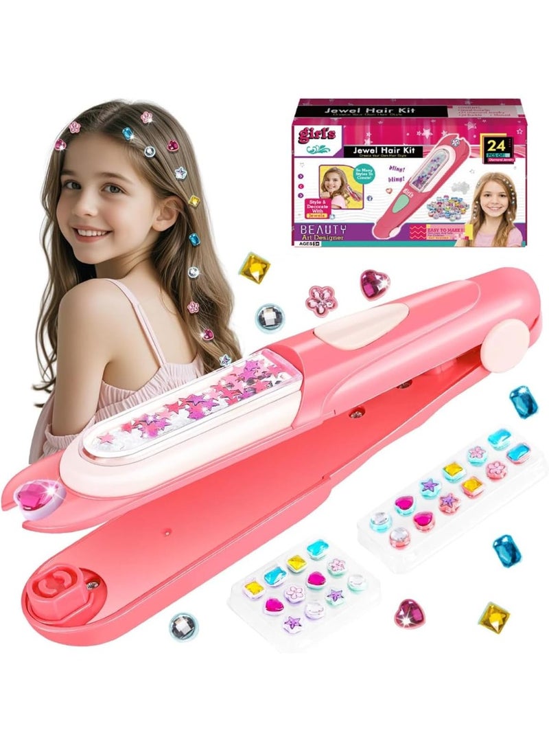 Hair Gem Stamper Kit, Bling Hair Jewels for Girls Toys, Hair Styling Tool with Reusable Shining Diamonds | Kids' Play Hair Accessories | Fun Birthday Gift for Toddlers & Girls Age 34 5 6 8-12 - Image 1