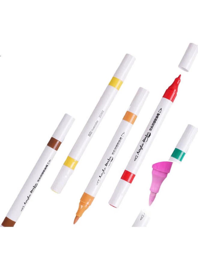 Truecolor 12-Color Double-Ended Quick-Drying Soft Tip Acrylic Markers For Kindergarten, Elementary School Children, Art, Non-Translucent, Stackable, Drawing Pens, Odorless, Alcohol-Free, 602 - Image 2