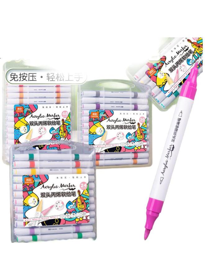 Truecolor 12-Color Double-Ended Quick-Drying Soft Tip Acrylic Markers For Kindergarten, Elementary School Children, Art, Non-Translucent, Stackable, Drawing Pens, Odorless, Alcohol-Free, 602 - Image 3