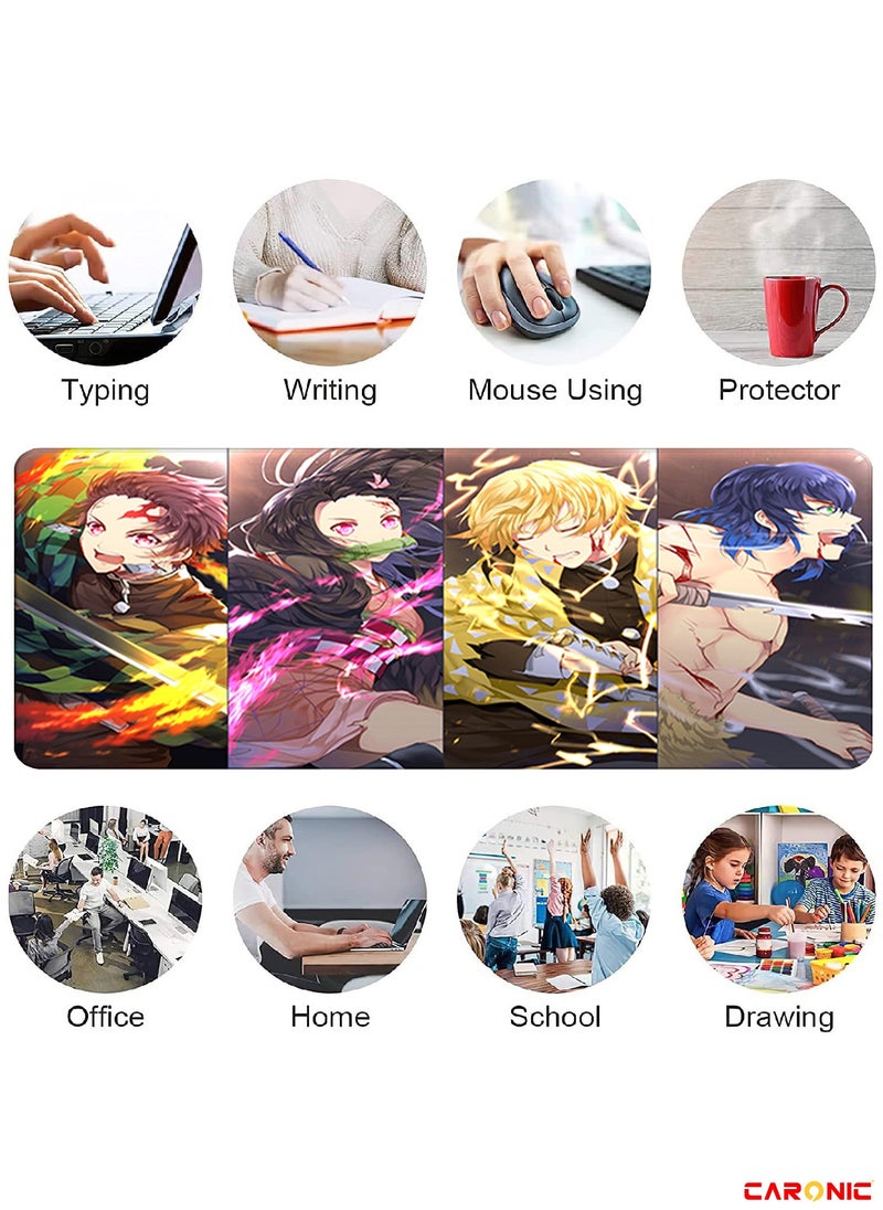 CARONIC - Large Gaming Mouse Pad with Superior Micro Weave Cloth Extended Desk Mousepad with Stitched Edges Non-Slip Base Water Resist Keyboard Pad For Gamer And Office Home DS 55 - Image 1