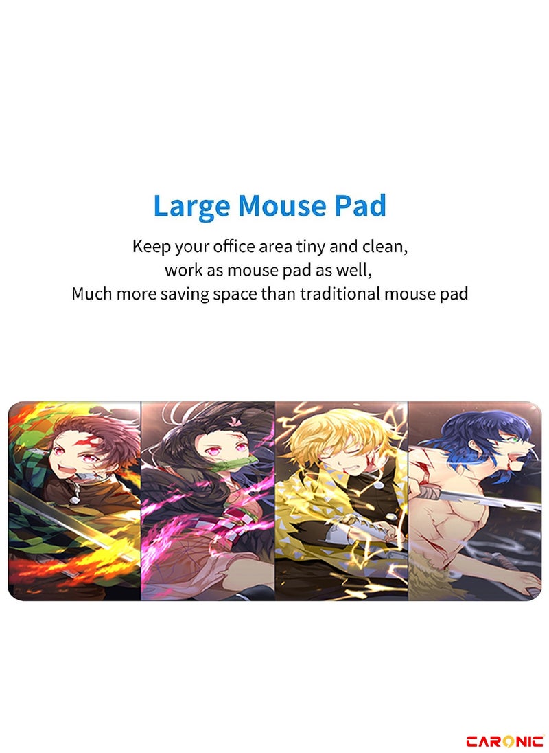 CARONIC - Large Gaming Mouse Pad with Superior Micro Weave Cloth Extended Desk Mousepad with Stitched Edges Non-Slip Base Water Resist Keyboard Pad For Gamer And Office Home DS 55 - Image 1