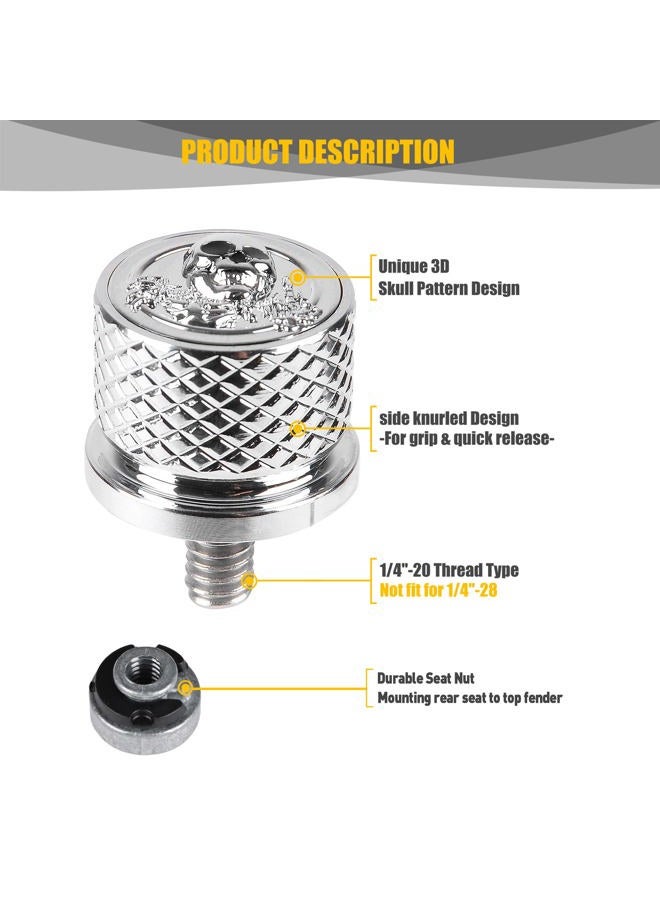 Sresk Rear Fender Seat Bolt Screw 1/4"-20 Thread for Harley (Chrome B Kit) - Image 2