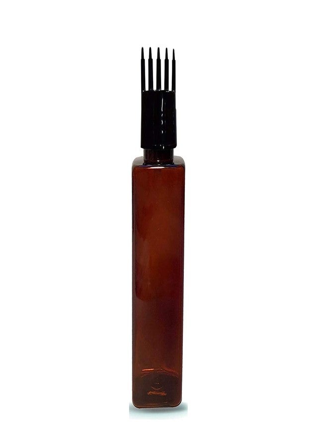 PHARCOS Hair Root Applicator (Black) with Classic Amber Square Bottle, Flip top Cap, Plug for applying Hair Oil,Shampoos, DIY care and Medicine 100 ml (Pack of 1- Amber) - Image 2
