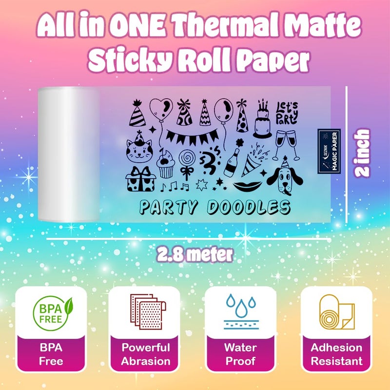 SEZNIK Magic Paper Translucent Self-Adhesive Thermal Paper Rolls | Continuous 57mm Width, 2-inch | Compatible with Most Mini Printers (Pack of 3 Rolls) - Image 2
