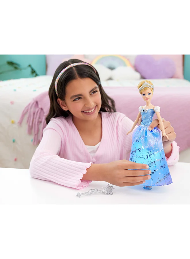 Disney Princess Cinderella Light-Up Dress Fashion Doll With Sounds & Magic Wand Activation, Enchanted Ballgown Cinderella Inspired By Movie