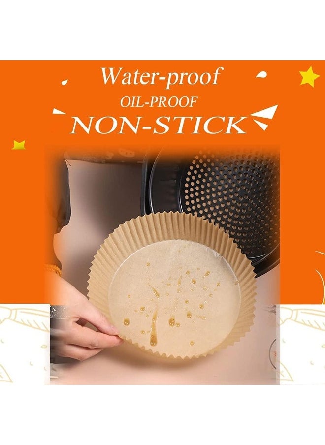 SHOWAY 100 PCS Air Fryer Disposable Paper Liner, Non stick Disposable Air Fryer Liners, Baking Paper for Air Fryer Water proof, Oil proof, Parchment for Baking Roasting Microwave 20cm, Nature  - Image 5