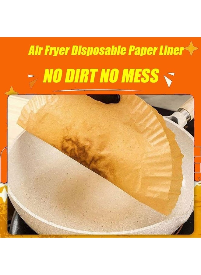 SHOWAY 100 PCS Air Fryer Disposable Paper Liner, Non stick Disposable Air Fryer Liners, Baking Paper for Air Fryer Water proof, Oil proof, Parchment for Baking Roasting Microwave 20cm, Nature  - Image 2