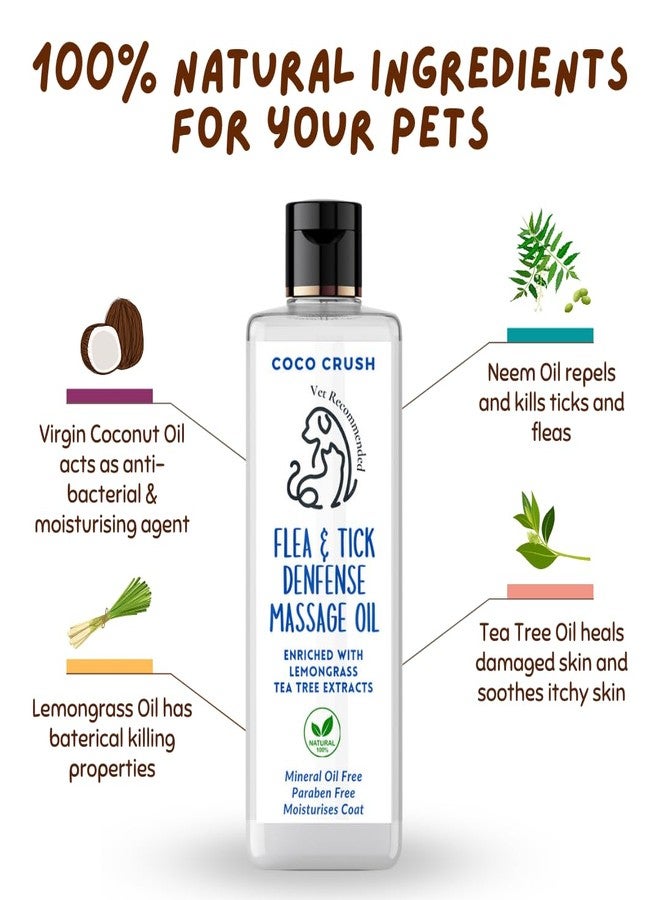 Coco Crush Natural Neem Anti Tick and Flea Dog Massage Oil | for All Types of Dogs & Cats | Anti Itch Oil with Coconut, Neem & Lemongrass | 100% Pure, Organic, Paraben Free (200ML) - Image 3
