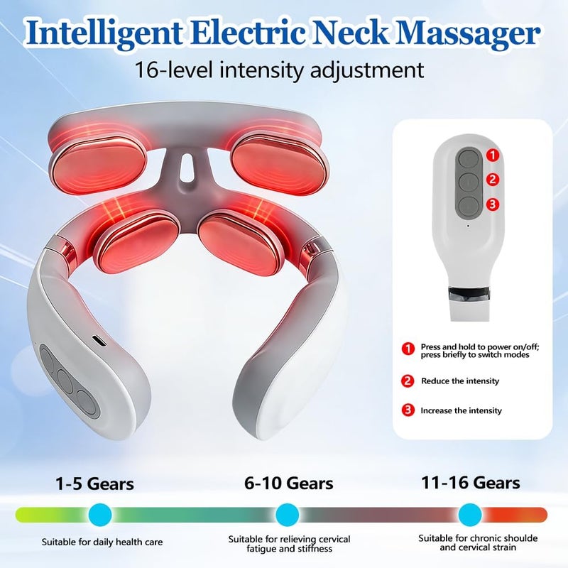 SEILETOO Vitality Magic Pro 2.0 Neck Massager, Upgraded 4-Head Intelligent Electric Neck Massager, Neck Massagers for Muscles with 6 Vibration Modes & 16 Intensity Levels, Promotes Muscle Relaxation - Image 4