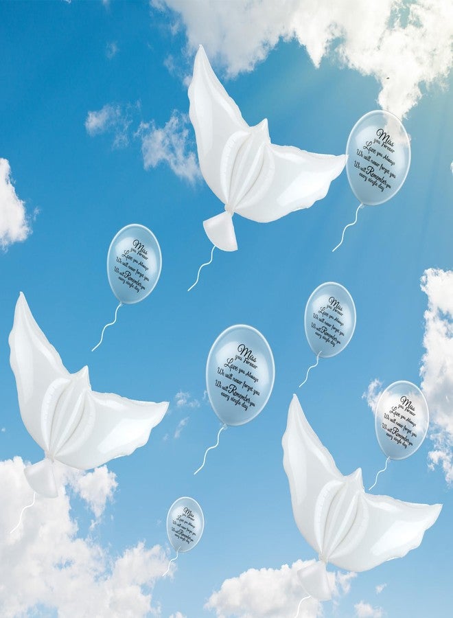 سكايليتي مجموعة سكايليتي المكونة من 36 قطعة من بالونات الذكرى مع 4 بالونات حمامة السلام لإطلاق إمدادات الهيليوم التذكارية في السماء للجنازات والذكرى السنوية وخدمات التأبين (شفافة) - Image 4